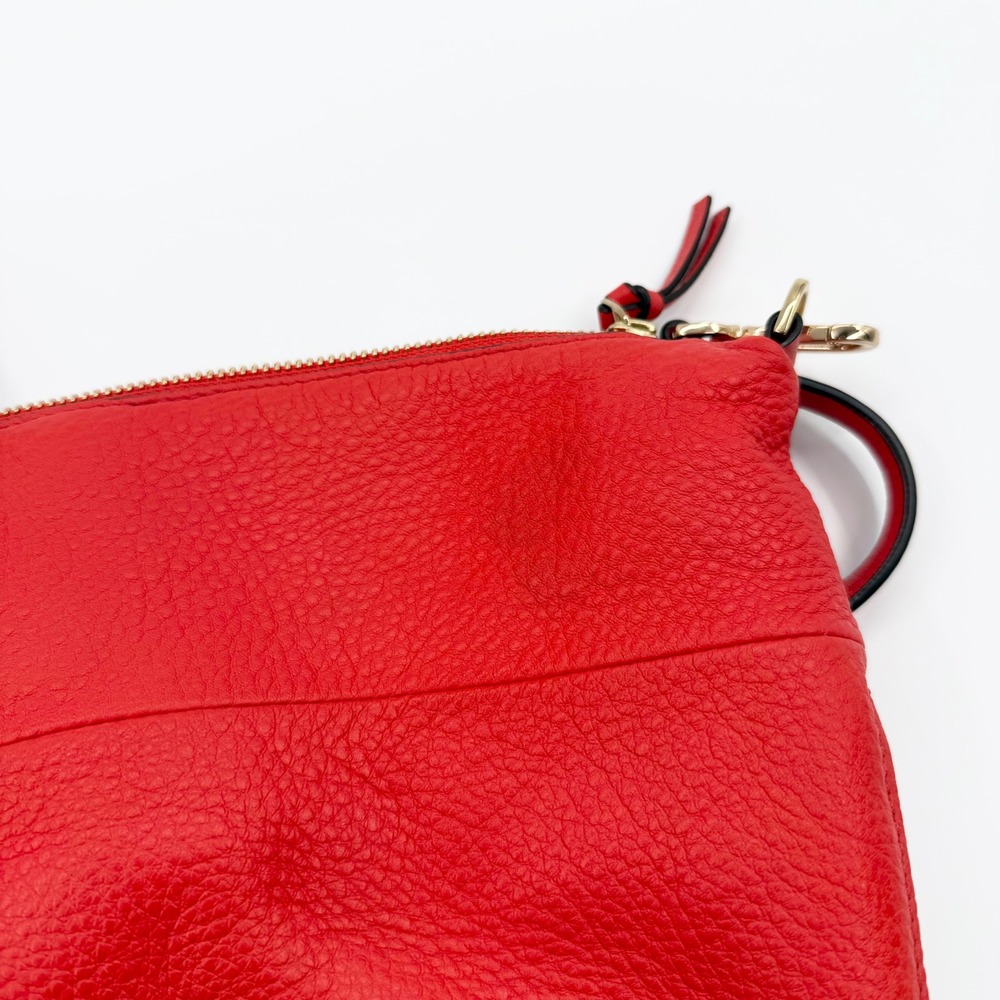 Tory Burch Ivy Slouchy Satchel Samba Red Pebbled Leather Handbag 32163 NEW - Picture 14 of 16